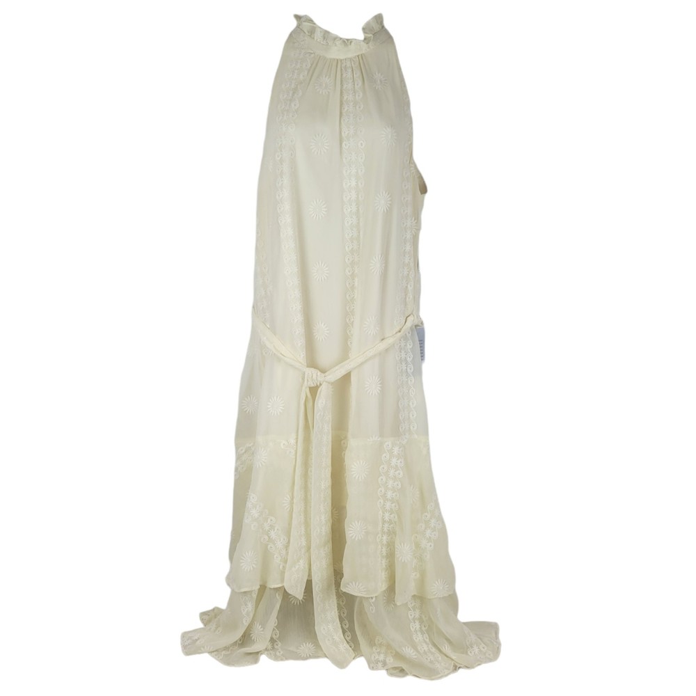 Cooper St Sleeveless Halter Dress Ivory Lace Lined Tie Belt Boho Midi sz 10 NWT